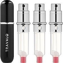 Zestaw napełnialnych flakonów na perfumy - Travalo Classic HD Black Set (atomiser/3x5ml + case) — Zdjęcie N2