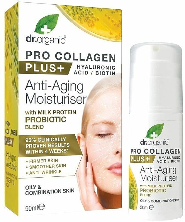 Probiotyczny krem ​​przeciwzmarszczkowy do twarzy - Dr Organic Pro Collagen Plus+ Anti Aging Moisturiser With Probiotic — Zdjęcie N1