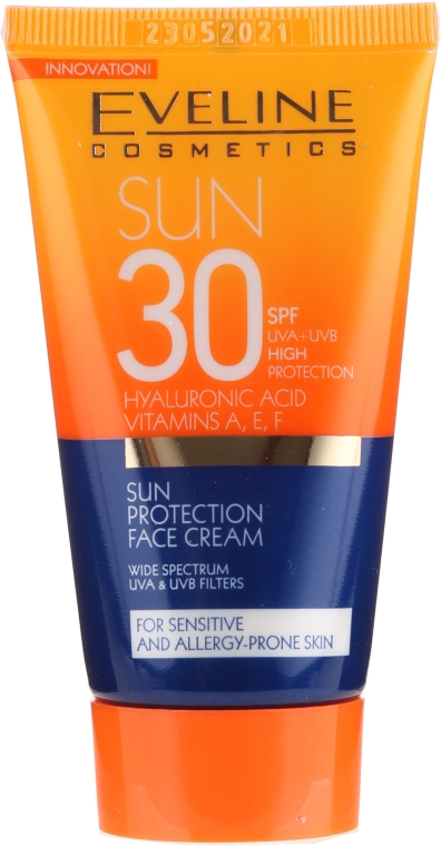 Przeciwsłoneczny krem do twarzy - Eveline Cosmetics Sun Protection Face Cream SPF 30 — Zdjęcie N2