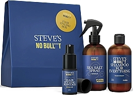 Kup Zestaw - Steve?s No Bull***t Hair Styling Box (shmp/250ml + h/spray/250ml + h/powder/35ml)
