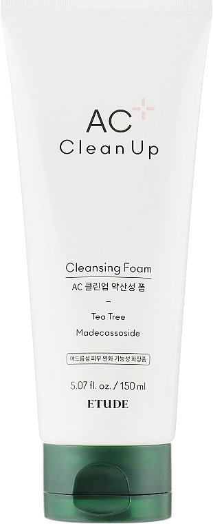 Pianka do mycia twarzy z olejkiem z drzewa herbacianego - Etude Ac Clean Up Cleansing Foam Tea Tree Madecassoside — Zdjęcie N1