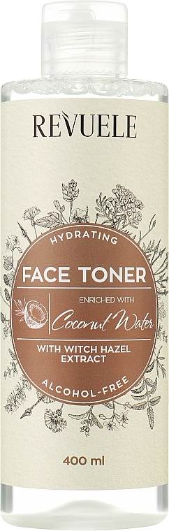 Nawilżający tonik do twarzy z woda kokosową - Revuele Witch Hazel Hydrating Face Toner With Coconut Water — Zdjęcie N1