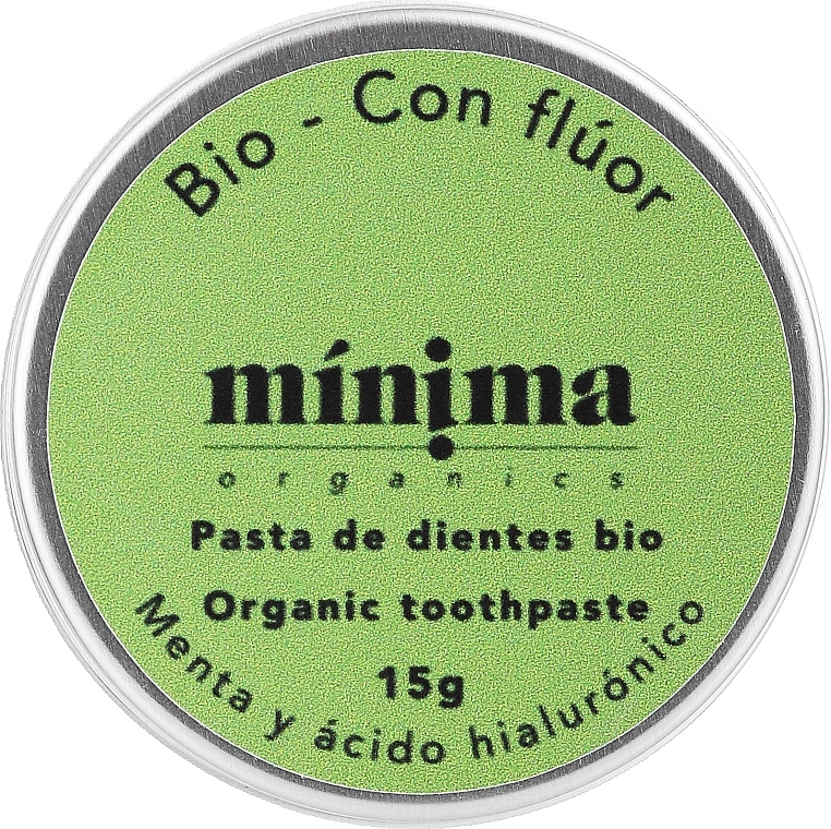 Pasta do zębów z miętą i kwasem hialuronowym, z fluorem, 15 g - Minima Organics Natural Toothpaste Mint With Fluoride  — Zdjęcie N1
