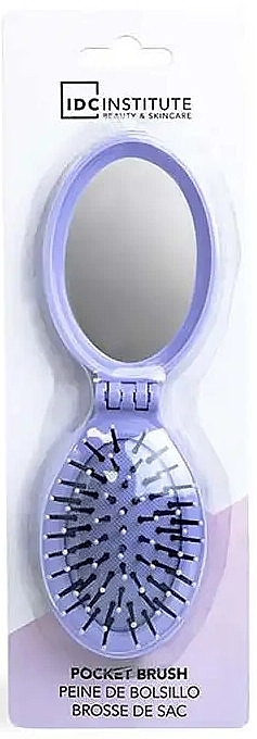 Szczotka do włosów z lusterkiem, fioletowa - IDC Institute Pocket Pop Out Brush With Mirror — Zdjęcie N1