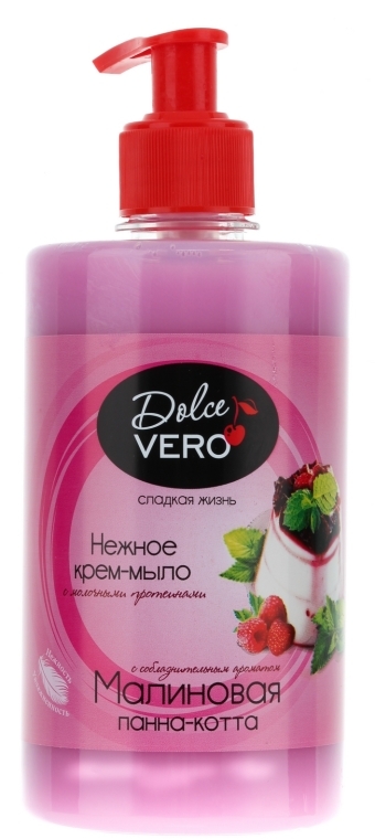 Mydło w płynie Malina i panna cotta (z pompką) - Aqua Cosmetics Dolce Vero — Zdjęcie N1