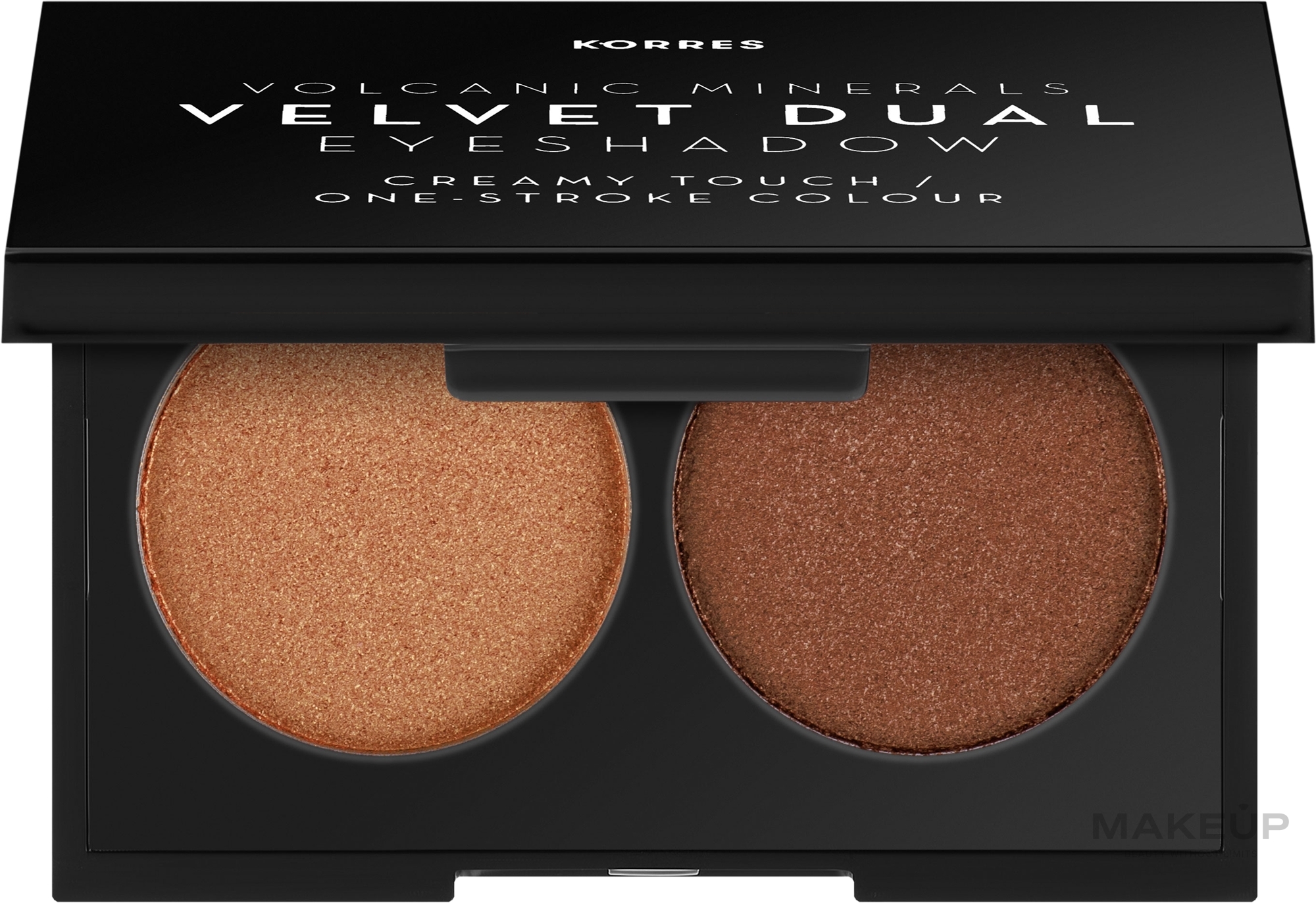 Cień do powiek - Korres Volcanic Minerals Velvet Dual Eyeshadow Palette — Zdjęcie 28 - Golden Amber