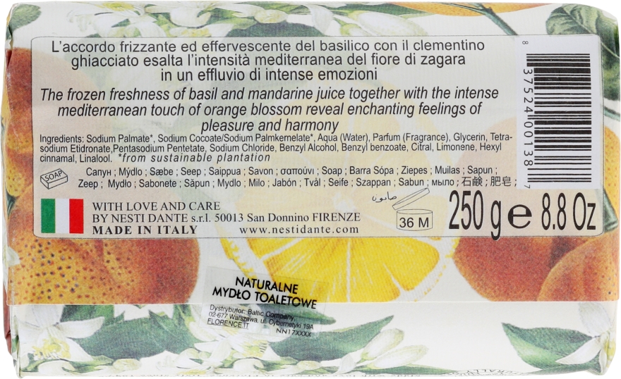 Mydło kosmetyczne Kwiat pomarańczy, zmrożona mandarynka i bazylia - Nesti Dante Dolce Vivere Soap — Zdjęcie N2
