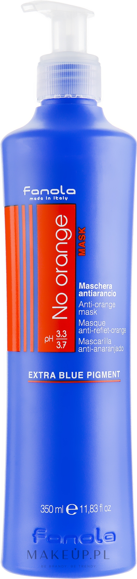 Niebieska maska do włosów farbowanych przeciw pomarańczowym odcieniom - Fanola No-Orange Mask — Zdjęcie 350 ml