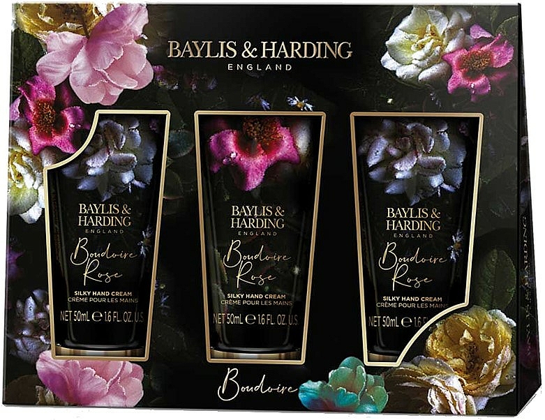 Zestaw do pielęgnacji rąk - Baylis & Harding Boudoire Rose Hand Cream Set (h/cream/3x50ml) — Zdjęcie N1