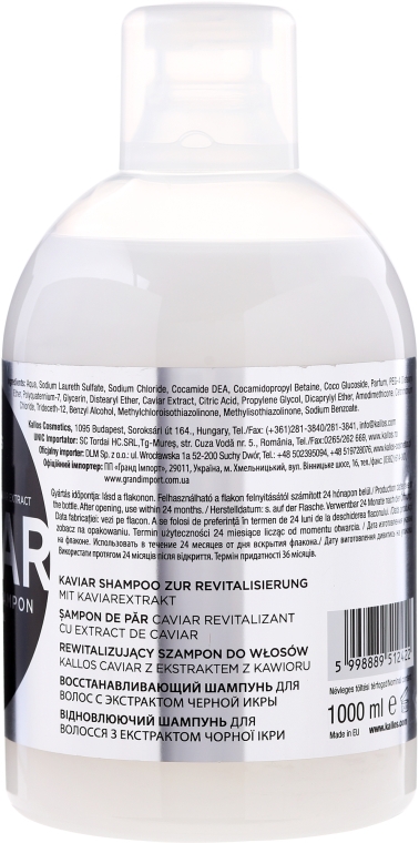 Szampon rewitalizujący z ekstraktem z kawioru - Kallos Cosmetics Restorative Shampoo With Caviar Extract — Zdjęcie N2
