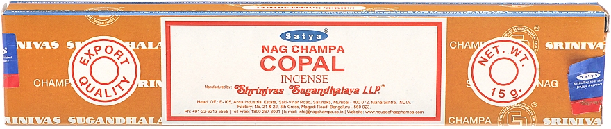 Patyczki zapachowe Kopal - Satya Copal Incense — Zdjęcie N1