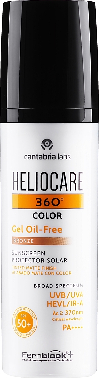 Bezolejowy koloryzujący fluid do twarzy SPF 50+ - Cantabria Labs Heliocare 360 Gel Oil Free Color