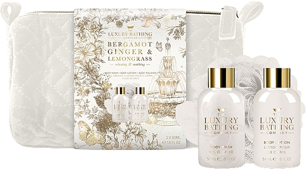 Zestaw - Grace Cole The Luxury Bathing Bergamot Ginger & Lemongrass Perfect Pamper (sh/gel/50ml + b/lot/50ml + sponge/1pc + bag/1pc) — Zdjęcie N1