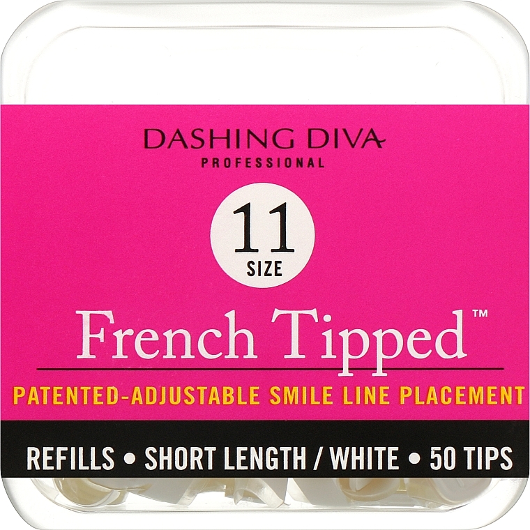 Krótkie tipsy French - Dashing Diva French Tipped Short White 50 Tips (Size 11) — Zdjęcie N1