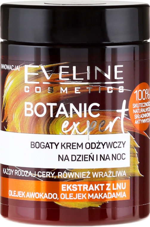 Bogaty krem odżywczy na dzień i na noc Ekstrakt z lnu - Eveline Cosmetics Botanic Expert