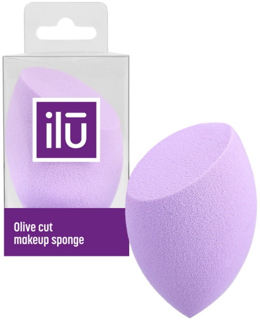 Gąbka do makijażu z płaskim cięciem, fioletowa - Ilu Sponge Olive Cut Purple — Zdjęcie N1