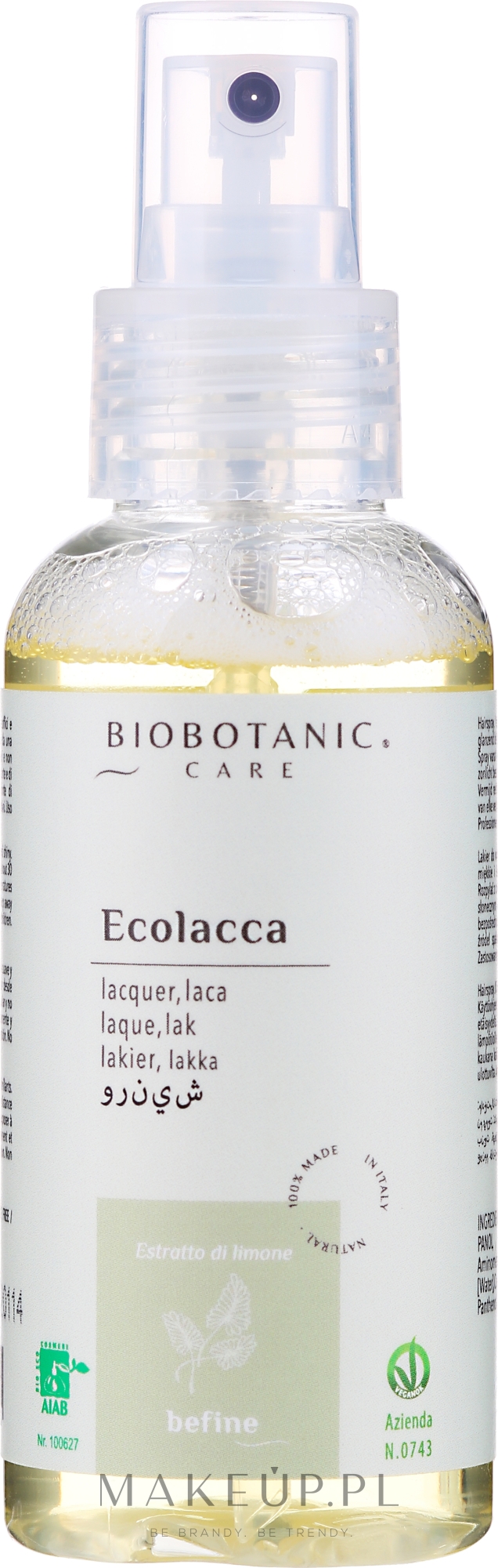 Ekologiczny lakier do włosów bez gazu - BioBotanic BiFine Eco Hair Spray — Zdjęcie 100 ml