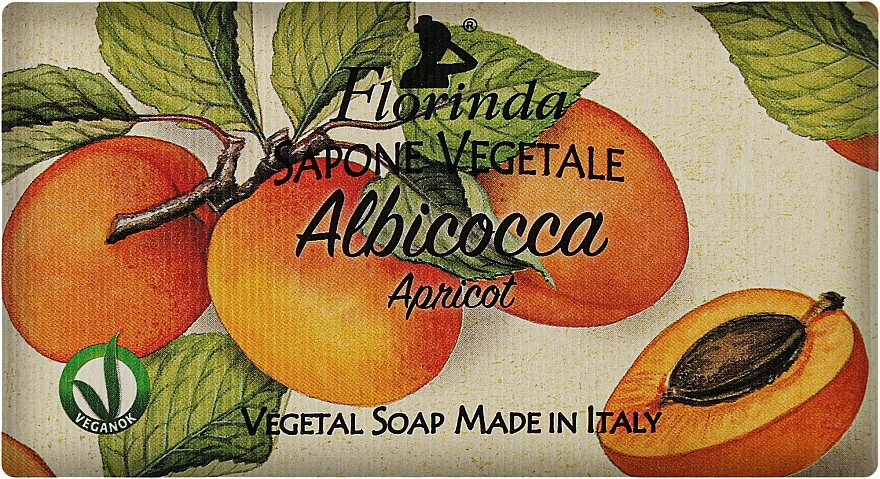 Naturalne mydło w kostce Morela - Florinda Sapone Vegetale Apricot Vegetal Soap Handmade — Zdjęcie N1