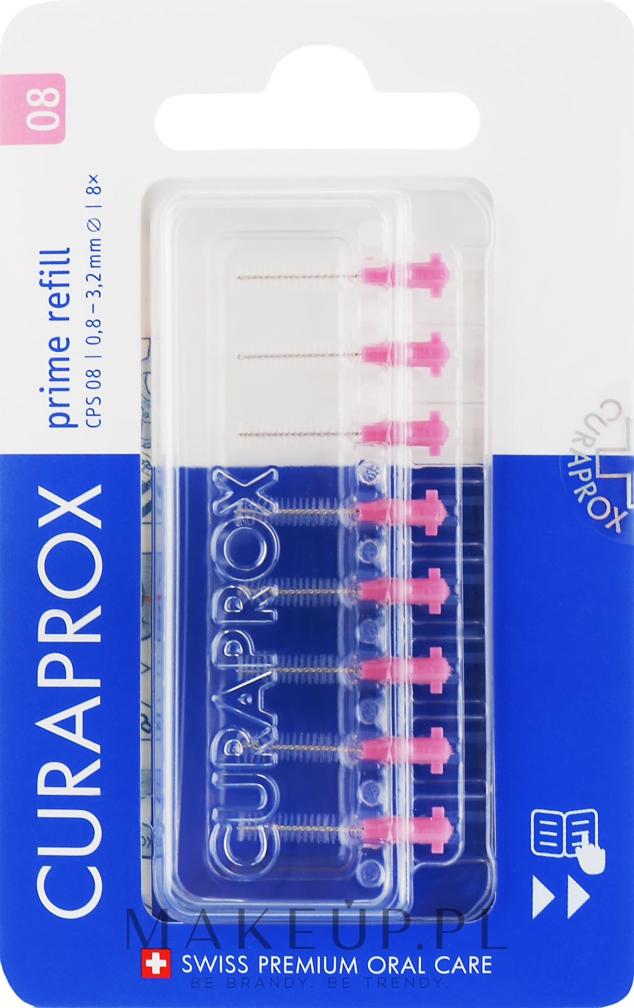 Zestaw szczoteczek międzyzębowych, CPS 0,8,-3,2 mm, 8 szt., różowy - Curaprox — Zdjęcie 8 szt.