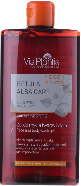 Żel do mycia twarzy i ciała z dziegciem brzozowym - Vis Plantis Betula Alba Care