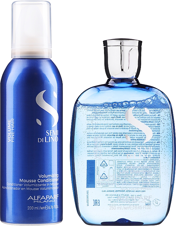 Zestaw - Alfaparf Semi Di Lino Volume (shampoo/250ml + cond/200ml + bag) — Zdjęcie N2