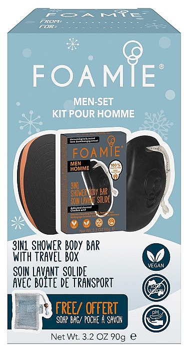 Zestaw - Foamie Starter Set Body Men (soap 90g + bag + box) — Zdjęcie N1