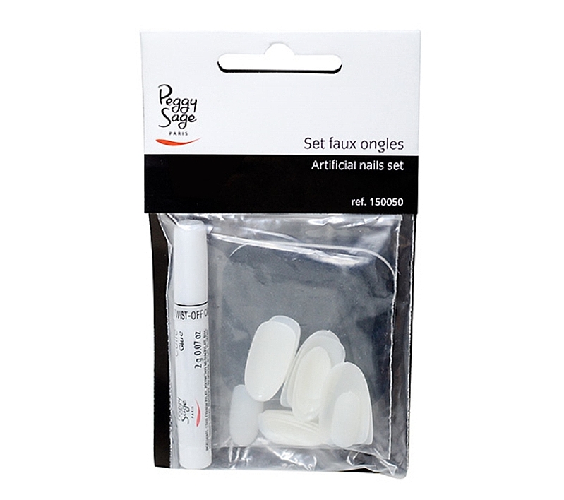 Zestaw - Peggy Sage Artifical Nails Set (tips/20 + glue/2g) — Zdjęcie N1