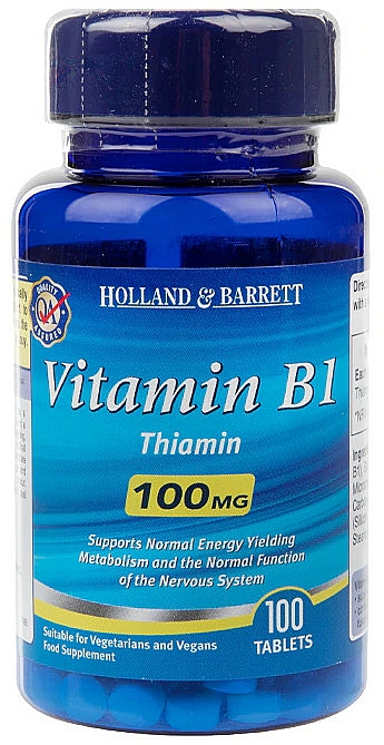 Witamina B1 w tabletkach - Holland & Barrett Vitamin B1 100mg — Zdjęcie N1