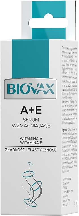 Serum w sprayu z witaminami A i E wzmacniające włosy - Biovax Serum — Zdjęcie N5