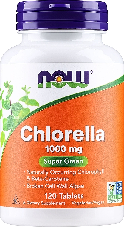 Naturalny suplement Chlorella, 1000 mg - Now Foods Chlorella — Zdjęcie N1
