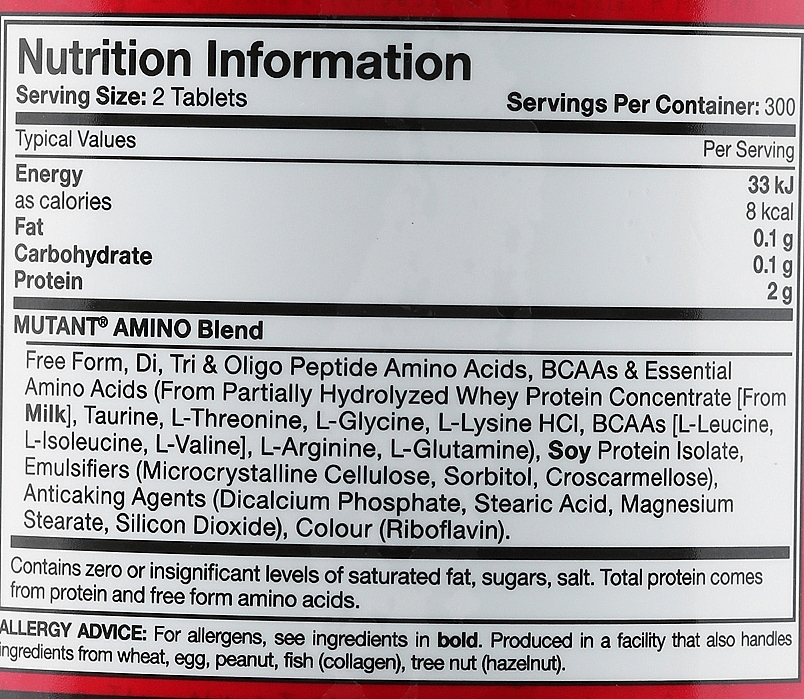 Kompleks aminokwasów w tabletkach - Mutant Core Series Amino — Zdjęcie N4
