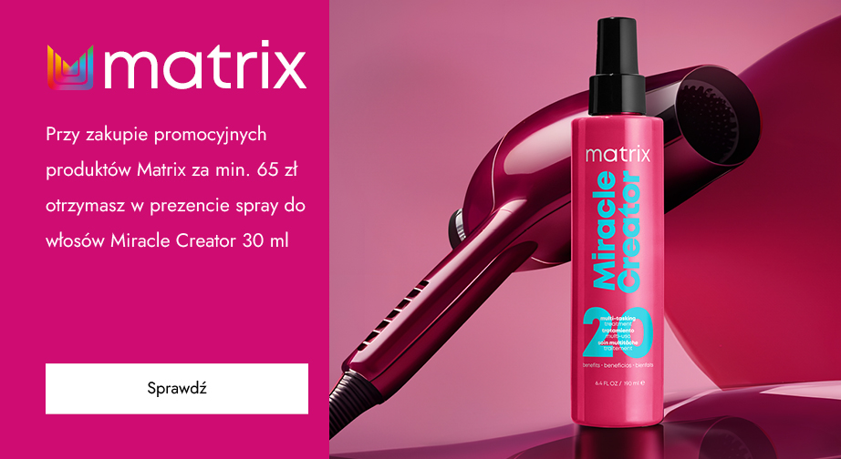 Przy zakupie promocyjnych produktów Matrix za min. 65 zł otrzymasz w prezencie spray do włosów Miracle Creator 30 ml.