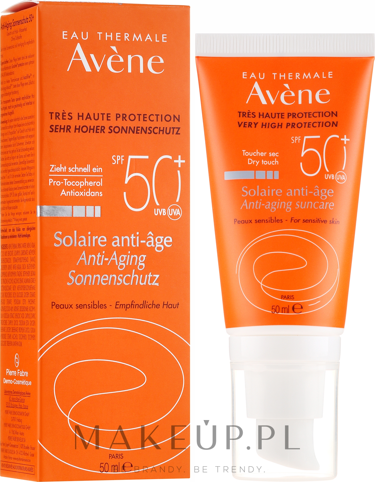 Przeciwsłoneczny krem przeciwstarzeniowy do twarzy SPF 50+ - Avène Solaire Anti-Age — Zdjęcie 50 ml