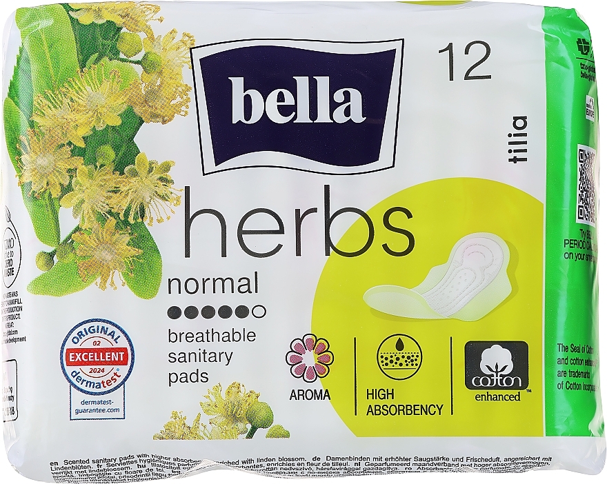 Podpaski higieniczne, 12 sztuk - Bella Herbs Tilia — Zdjęcie N1