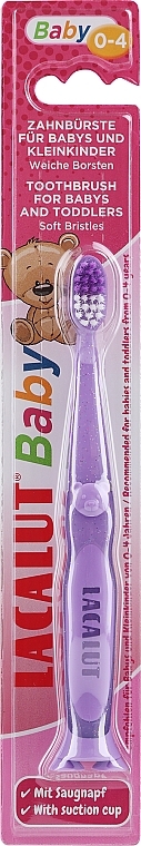 Szczoteczka do zębów Baby z misiem, 0-4 lata, fioletowa - Lacalut Baby Toothbrush For Babys & Toddlers — Zdjęcie N1