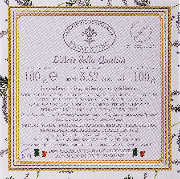 Naturalne mydło w kostce Lawenda - Saponificio Artigianale Fiorentino Lavender Soap — Zdjęcie N2