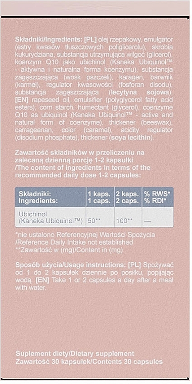 Suplement diety Koenzym Q10 Ubichinol - Beautifly Q10 Beauty Dietary Supplement — Zdjęcie N3