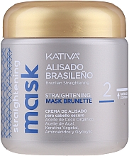 Zestaw do keratynowego prostowania włosów dla brunetek - Kativa Alisado Brasileno Straighten Brunette (shm 15ml + mask 150ml + shm 30ml + cond 30ml + brush 1pcs + gloves 1pcs) — Zdjęcie N5