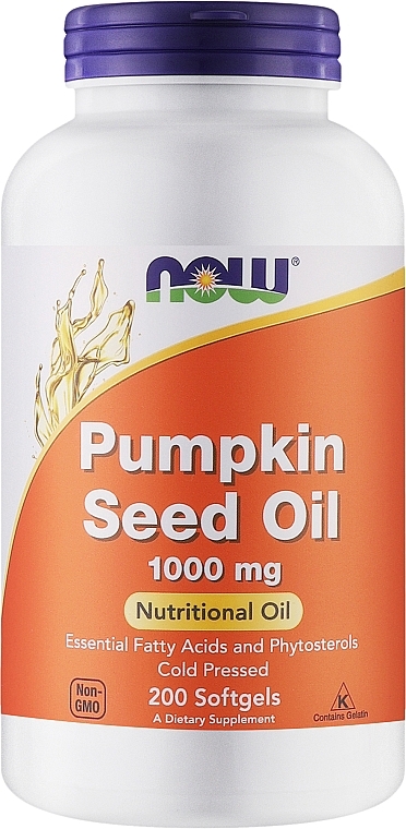 Olej z pestek dyni w kapsułkach, 1000 mg - Now Foods Pumpkin Seed Oil — Zdjęcie N3