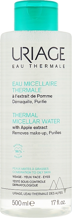Płyn micelarny do cery tłustej i mieszanej - Uriage Thermal Micellar Water with Apple Extract — Zdjęcie N1