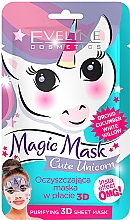 Oczyszczająca maska w płacie 3D - Eveline Cosmetics Magic Mask Cute Unicorn — Zdjęcie N1