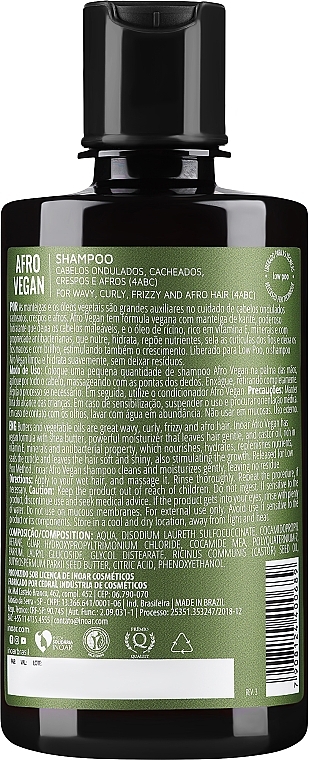 Szampon do włosów falowanych, kręconych i afro - Inoar Afro Vegan Shampoo  — Zdjęcie N2