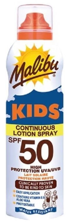 Przeciwsłoneczny wodoodporny balsam w sprayu dla dzieci SPF 50 - Malibu Sun Kids Continuous Lotion Spray — Zdjęcie N1