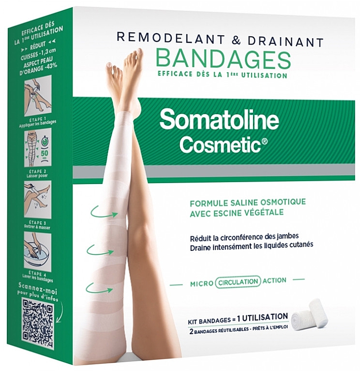 Bandaże na nogi - Somatoline Cosmetic Remodeling and Draining Kit 2 Bandages — Zdjęcie N1