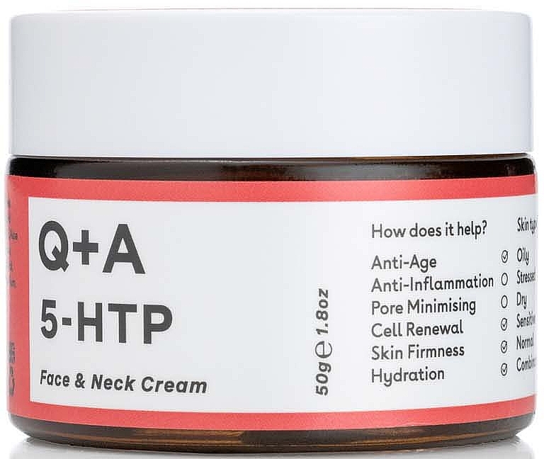 Przeciwzmarszczkowy krem nawilżający do twarzy i szyi - Q+A 5-HTP Face & Neck Cream