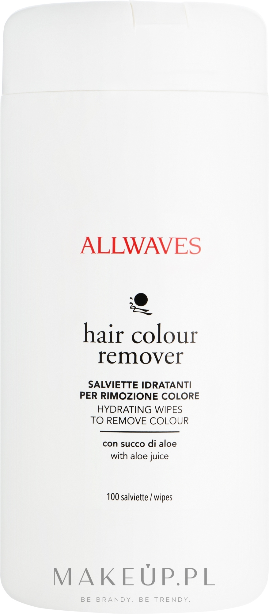 Chusteczki usuwające zabarwienia skóry po koloryzacji włosów - Allwaves Hair Colour Remover — Zdjęcie 100 szt.