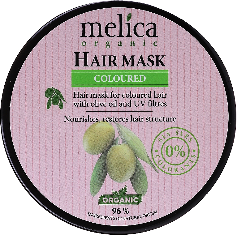 Maska do włosów farbowanych z oliwą z oliwek i filtrami UV - Melica Organic Coloured Olive Oil UV Filters Hair Mask — Zdjęcie N1