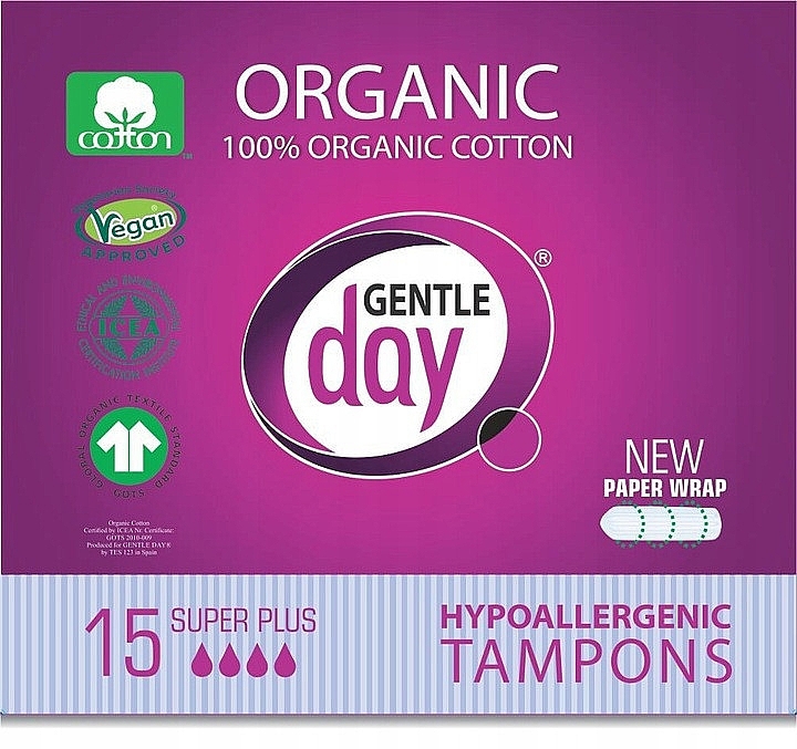 PRZECENA! Tampony, 15 szt. - Gentle Day Hypoallergenic Tampons Super Plus * — Zdjęcie N1