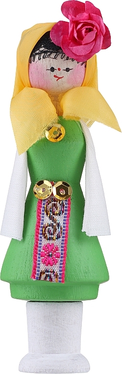 Pamiątkowy muskal z pachnącym olejem, jasnozielona sukienka, żółty szal - Bulgarian Rose Girl — Zdjęcie N1