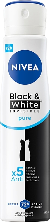 Antyperspirant w sprayu - NIVEA Black & White Invisible Pure — Zdjęcie N1